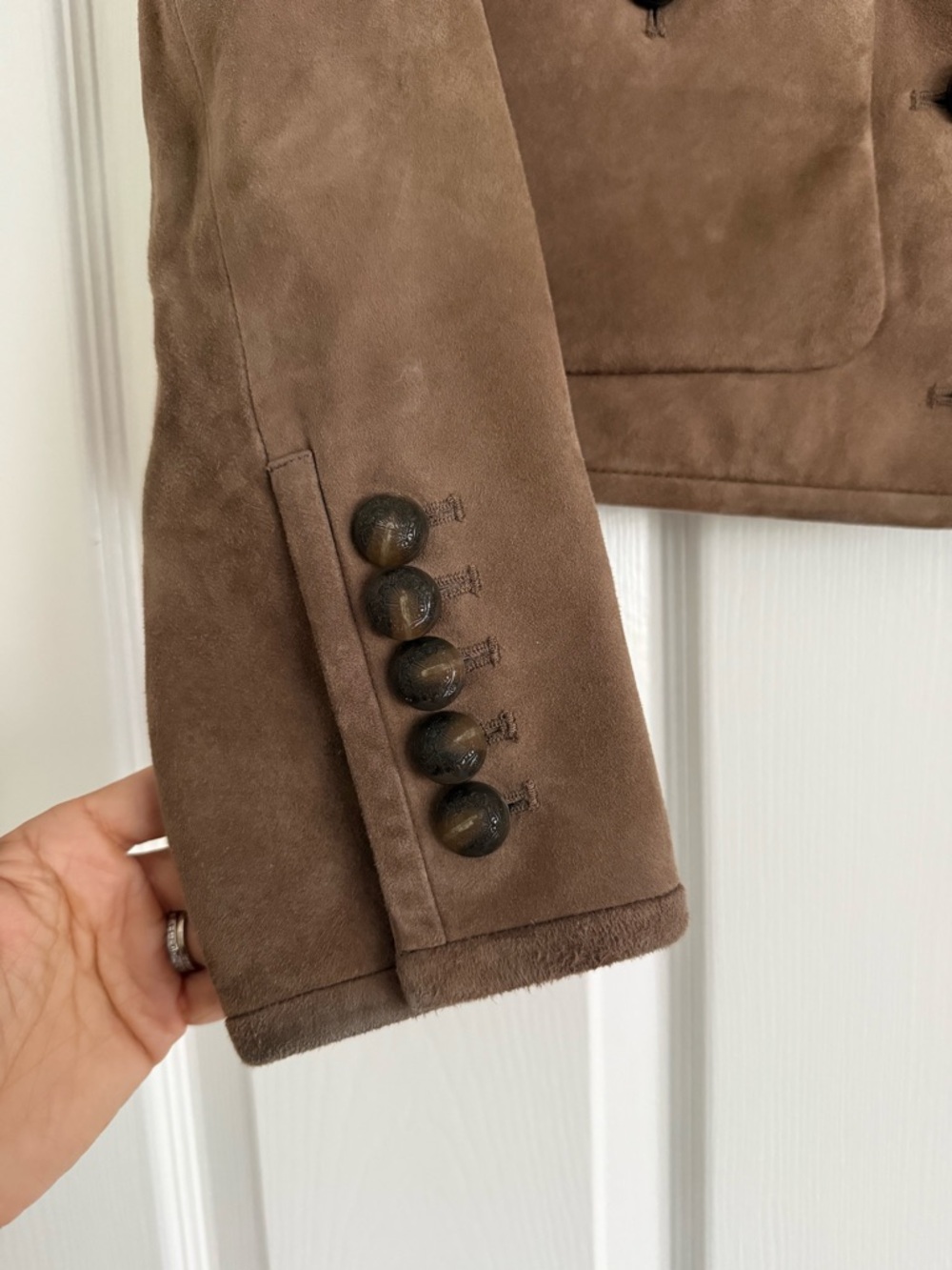 Veronica Beard Andrea Suede Lambskin Leather Jacket Bark Brown NEW with tags - Picture 4 of 10